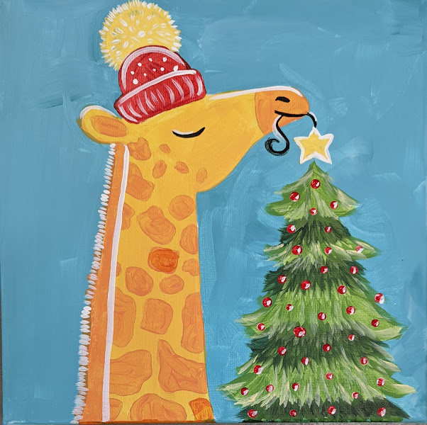 Christmas Giraffe Kids Canvas