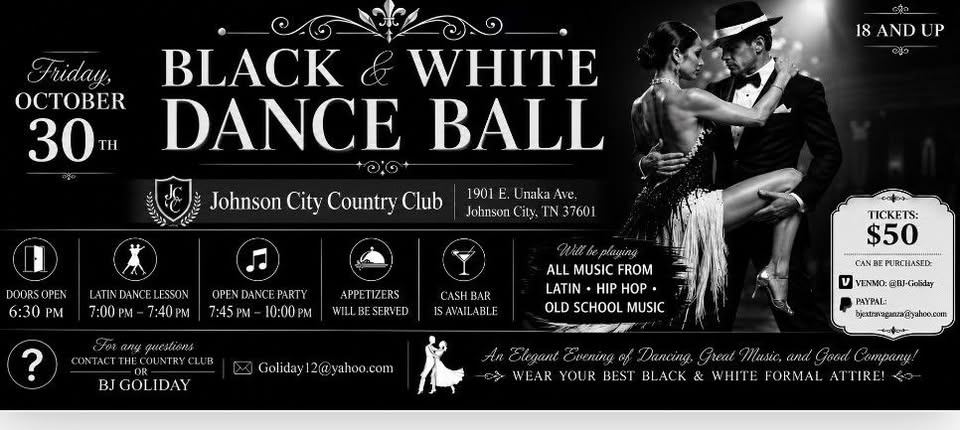 Black and White Dance Ball at the Johnson City Country Club